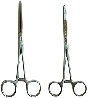 Stainless Steel Set of 2 Pcs Straight Curved 8'' Unhooking Carp Sea Fly Fishing Forceps Tweezers,Carp Fishing Accessories Piercing Forceps Dog Ear Holder Hair Grooming Unhooking Fishing Tackle
