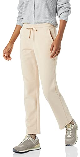 Amazon Essentials Pantalones Deportivos de Pierna Recta con Cordón para Mujer, Forro Polar (Disponibles en Tallas Grandes) Mujer, Beige Claro, M