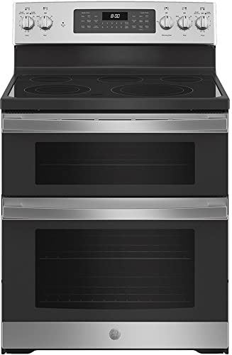 GE 30 in. Freestanding Electric Double Oven Convection Range with Self-Clean and No-Preheat Air Fry – Slate (JBS86EPES)