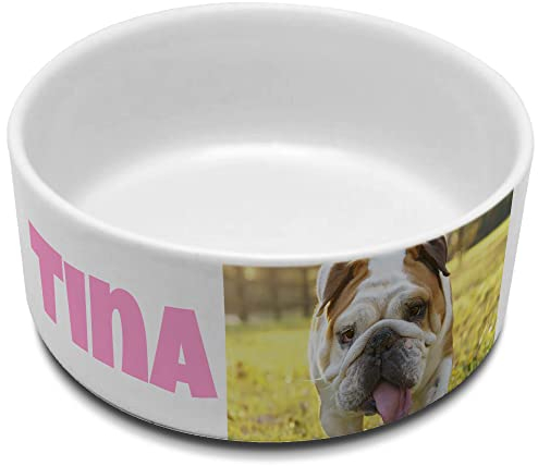 LolaPix Comedero para Perros. Comedero Personalizado. Cerámica de. Antivuelco. 1100ml. Decoración. Perro. Grande.