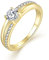YL Ring Damen,Verlobungsring Damen Ring Silber 925 Damen Zirkonia Ringe Silberringe Eheringe Antragsring für Frauen (Weiß,Gold, 56 (17.8))