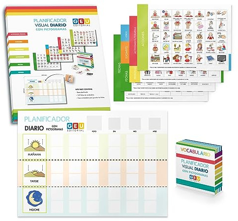 Tabla de tareas para niños I panel + rutinas I Kit rutinas diarias con pictogramas autismo español I cartas rutinas niños I Editorial GEU