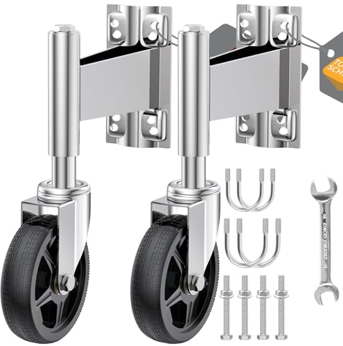 COOWOO Federgeladene Rohrtor-Rollen 125mm Schwerlasttor-Rollen mit Befestigung für Rohrtore, Metalltore, Holztore, Zauntore, Schwingtore, 200kg Tragkraft(2 Stück)