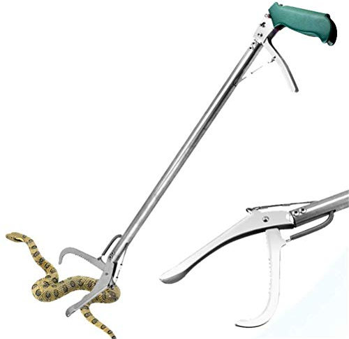 Schlangenzange, Edelstahl, robust, selbstsichernde Schlangenzange, Reptilienfängerstab, Schlangenfangklemme für sichere Handhabung und Entfernung