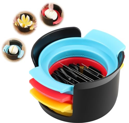 MXTIMWAN 3 in 1 Tagliauovo,Taglia Uovo Sodo in resistente,Affettatrice per Uova,Tagliauova Multifunzionale per Uova, Kiwi, Fragole, Alimenti Morbidi,Tagliauova in Acciaio Inossidabile