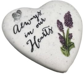 Angraves Always In Our Hearts Butterfly Mini Heart Lavender Flower Graveside Grave Memorial Ornament Plaque (7cm)