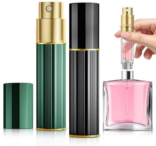 Perfume Atomiser, 5ml Perfume Travel Bottle, Refillable Perfume Bottle Mini Atomiser Spray Dispenser Perfume Refill Bottle fits Purse Handbag Pocket for Women and Men (Black+Green)