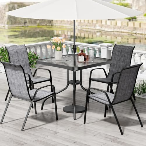 TLSUNNY Garden Dining Set 5 Pieces, Outdoor Dining Table and 4 Chairs