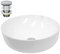 LuxeBath Waschbecken Keramik rund Ø 400 x 135 mm Weiß mit Ablaufgarnitur Silber, Aufsatzwaschbecken für Badezimmer/Gäste-WC, Modernes Aufsatzbecken, Waschtisch Waschschale Waschplatz Handwaschbecken