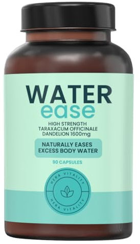 WaterEase - Water Retention Tablets, Balance, Cleanse, Detox & Debloat, Herbal Natural Supplement - Dandelion Root 1600 mg, 90 Capsules HERA VITALITY