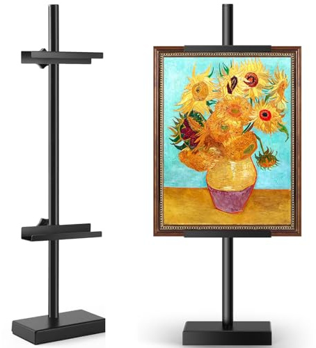 Rofio Adjustable Tabletop Easel Stand, Picture Easels for Display up to 28.5 Inches, Heavy Duty Metal Picture Frame Holder for Artwork, Signs & Certificates Display Stand (Black)