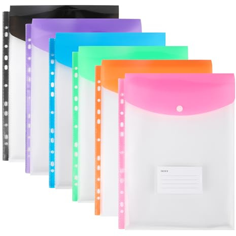 Buste di plastica A4 con fori, 11 fori, cartelle raccoglitori espandibili per documenti a 2/3/4 anelli, porta documenti con bottone a scatto ed etichetta, a fogli mobili trasparenti per ufficio