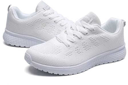 2026 Chaussures de Course Décontractées Rondes Femmes Hommes Sangle en Filet Mode Plat Femme Chaussures Casual Baskets, Blanc., 39 EU Large