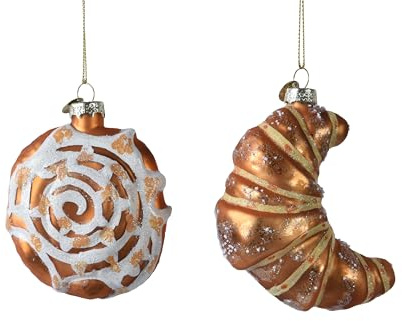 Julgranspynt glas 11 cm – söta bakverk, figur att hänga upp – 1 styck sorterade – munblåst – julgransprydnad – julgransdekoration – Ät brun