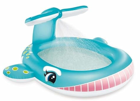 LP Divertissements Lot de 3 - Piscine/Aire de Jeux Gonflable Baleine avec Jet d'eau 2. 1x1. 96m