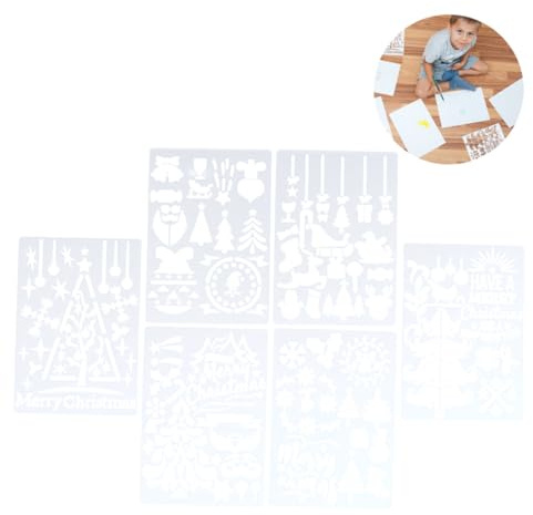 Veemoon Lot de 12 Pochoirs de Peinture de Noël en PET Réutilisables et Sûrs pour Garçon et Filles Modèles de Dessin Festifs pour Décoration Scrapbooking et Projets Créatifs de Fête