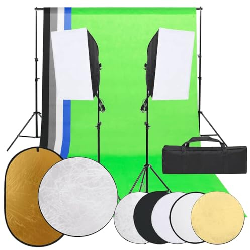 Kaloriko fotostudio set med softbox-belysning, 5 färgade bakgrunder, reflektorer, LED-dagsljuslampor, justerbara stativ för fotografering, streaming, vlogging