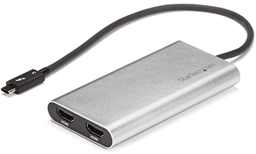 StarTech.com Adattatore Thunderbolt a doppio HDMI 2.0, Convertitore Thunderbolt a HDMI doppio 4K 60Hz, Adattatore video per 2 monitor, Mac e Windows