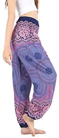 Boho Pants 2-Pocket Flowy Harem Pants Women for Yoga Travel Hippie Clothes