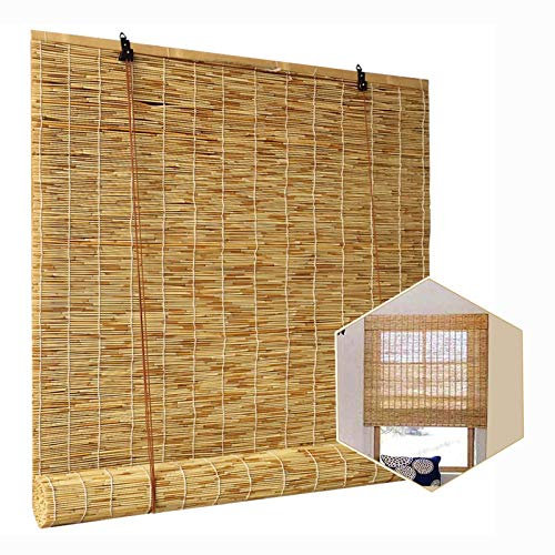 Jolan Tapparella A Carrucola in Bamboo,Tapparella Avvolgibile bambù per Interni/Esterni per Finestre Non Perforate,Ombreggiatura Naturale per Tenda A Pacchetto,Tenda A Rullo,110x112cm/43x44in