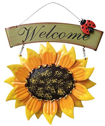 BFYDOAA - Cartello di benvenuto da appendere alla parete con girasole, in metallo, vintage, per appendere la porta, decorazione per la casa