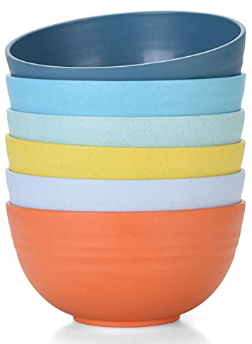 Homestockplus Unbreakable Cereal Bowls 25 OZ Microwave and Dishwasher Safe BPA-Free Bowl Dessert Bowls for Serving Soup, Oatmeal, Pasta and Salad [Set of 6]
