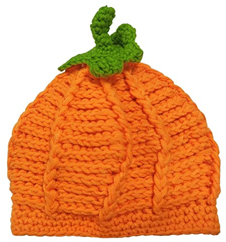 PythJooh Newborn Baby Pumpkin Beanie Infant Girl Boy Knitted Crochet Halloween Beanie Hats Photo Props Orange