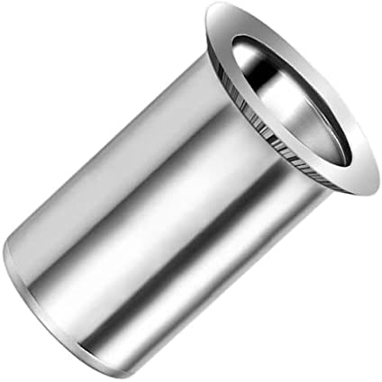 M6 Écrous à sertir aveugles, tête fraisée, corps rond, insert fileté ouvert, 6mm écrou à sertir en acier zingué, écrou à sertir pour acier, alliage, cuivre, plastique et composite (50 pcs.)