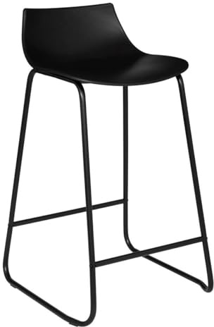 Atmosphera - Tabouret de Bar Otac Noir - H 82 cm, Hauteur d'Assise 66 cm - Pieds en Métal avec Repose-Pieds - pour Cuisine, Îlot Central