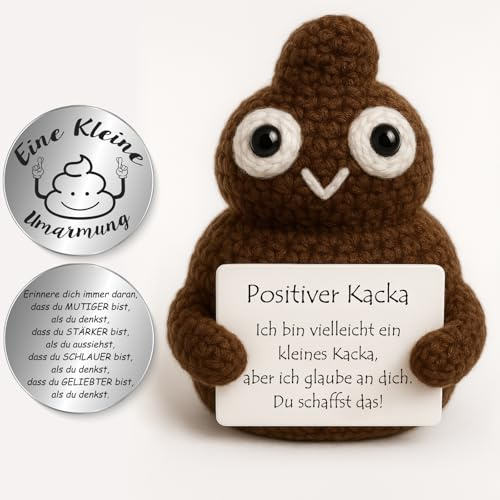 Tixlux Lustige Figurine Geschenk, Kreative Strickwolle Figur mit Pocket Hug Glücksbringer (Silber), Mutmacher Geschenk, Gute Besserung, Glücksbringer zur Prüfung