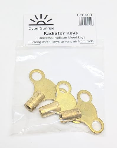 CyberSunrise® Radiator Bleed Keys (3 Pack) – Solid Brass Universal Radiator Vent Key – Butterfly Grip for Easy Air Release – Compatible with Most UK Radiators