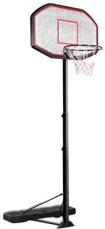 LIFEZEAL Basketkorg med stativ, justerbar höjd 200–305 cm, utomhus basketkorg för vuxna, mobil korg med 2 hjul