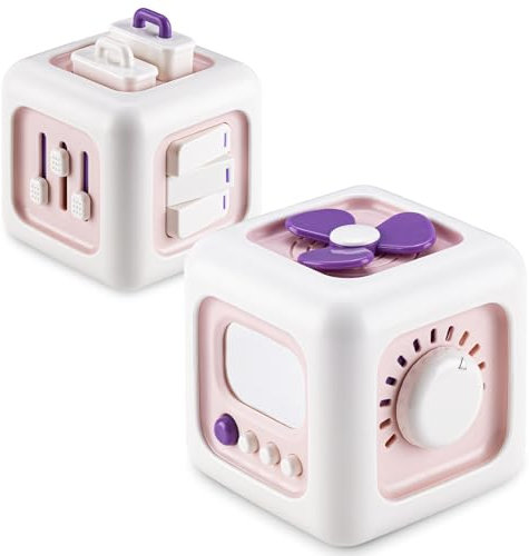 lerrbo Activity Cube Baby Toys for 1 Year Old Girl Gifts, Montessori Toys for Baby Girl, Travel Sensory Cube for Toddlers 1-3, Learning Fine Motor Skills,1st Birthday Gifts for 12 Months+