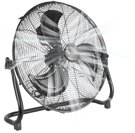 Floor Fan,18 Pedestal Fans Powerful Fan with 3 Speeds, Adjustable Head, Standing Metal Pedestal with Powerful Circulation, Room Fan Ideal for Indoor & Outdoor use Home, Gym, Office, Garage (Black)