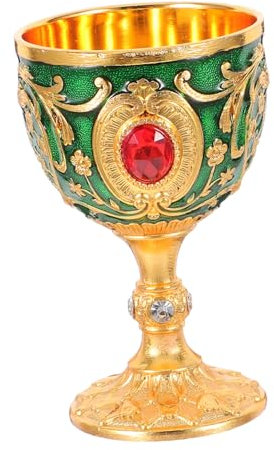 OKUMEYR Copa De Cáliz Dorada, Vaso De De Metal Vintage, Cuenco Budista Vintage Para Ofrendas De Agua, Copa De Vino Con Tallo, Copa De Agua Para Rituales De Altar.