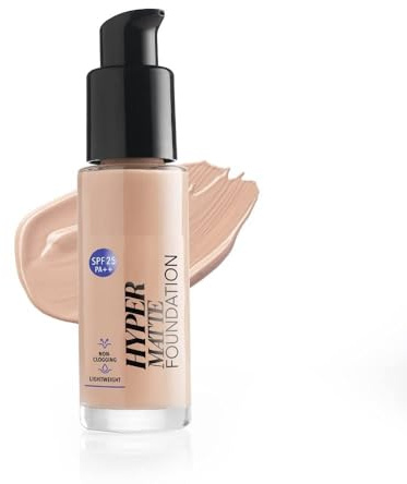 Hyper Matte Foundation – Cream 201 Rose Vanilla | SPF 25 PA++ | Lightweight, Matte Finish | Medium Coverage Face Makeup for All Skin Types, 30ml