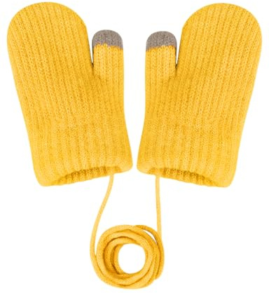 Becellen Bebé Guantes con Cuerda, Invierno Protección Fría Manoplas Punto Gruesos Colorful Cálidos Guantes Bebé Forro Polar Elásticas Manoplas para 0-3 Años Niños Niñas