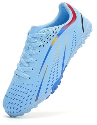 DEORUMN Indoor Soccer Shoes Mens Womens Futsal Shoes Turf Soccer Shoes Blue