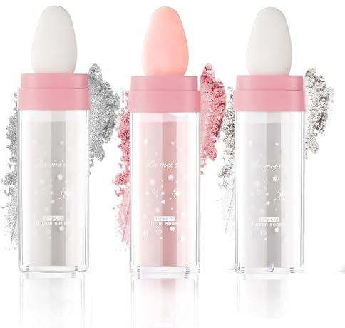 THQAE 3 Stück Hochglanz-Gesichtspuder, Schimmernder Highlighter-Puderstift, Highlighter Patting Powder, Aufhellend für Gesicht und Körper, Sparkle für Festival und Party-Makeup mit Shimmer-Effekt