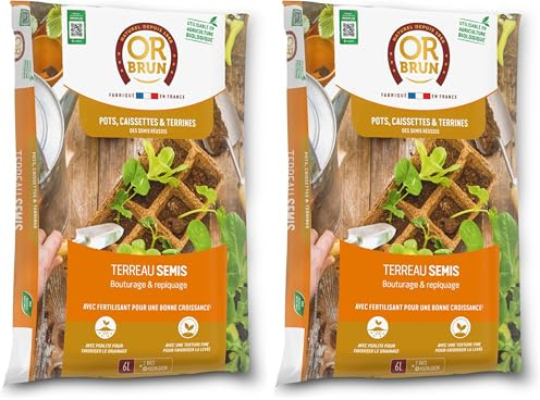 Or Brun Terreau Semis - 6L - Améliore Le Drainage - Rempotage & Plantations en Pots OBRTSEM6U (Lot de 2)