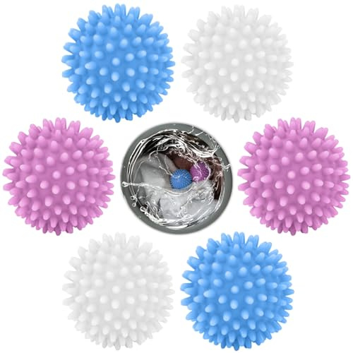 JAXICREY 6Pcs Tumble Dryer Balls, Drying Ball for Tumble Dryer, Laundry Balls Reusable, Dryer Ball for Washing Machine, Clothes Softener Energy Saving, Fewer Wrinkles Less Static Cling, Quick Drying