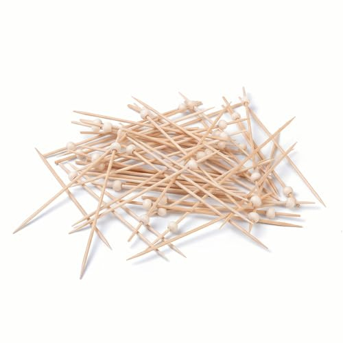 200 Piezas de Palillos para Cóctel, Accesorios de Cóctel de 12 cm, Brochetas de Madera para Fruta, Set de Brochetas para Aperitivos, Perfectos para Niños, Cumpleaños, Fiestas, Bodas y Barbacoas
