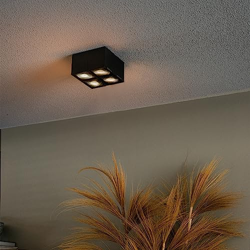 QAZQA - Design Spot I Spotlight I Deckenspot I Deckenstrahler I Strahler I Lampe I Leuchte schwarz 4-flammig Spotbalken-flammig - Qubo Honey I Wohnzimmer I Schlafzimmer - Aluminium Quadratisch - LED g