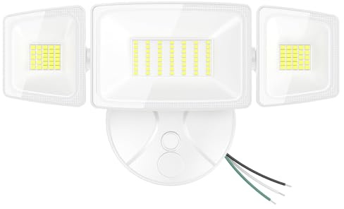 Onforu 75W Flood Lights Outdoor, 7000LM Brightness Security Lights Switch Controlled, 3 Adjustable Heads, IP65 Waterproof, 6500K Wall Mount Exterior LED Flood Light