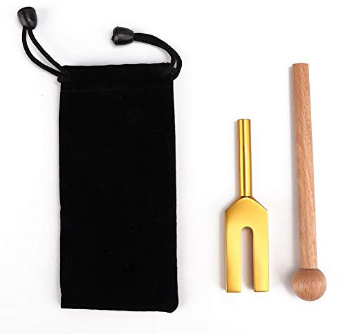 Stimmgabel 4096Hz Meditation Therapie mit Hammer, Hochfrequenz-Stimmgabel für Soundtherapie, Chakra-Meditation und Relaxation, Goldplattierung