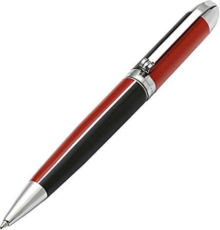 Xezo Stylo à Bille Visionary en Laiton et Aluminium, Pointe Moyenne. Laqué à la Main en Couleur Rouge et Noir. Numéroté en Édition Limitée de 500. Disposition de Couleur Classique Art Déco, Rétro
