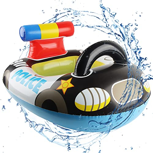 Anello di Nuoto Bambini, XiXiRan Gonfiabile, Baby Seggiolino Piscina, Salvagente con Sedile, Neonato Auto Polizia Galleggiante