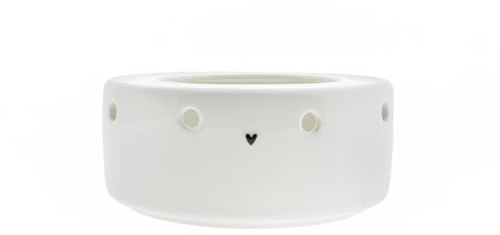 Calientaplatos de cerámica con forma de corazón, color blanco y negro, diámetro de 15 cm, LI/Tea Hold 004WH, vajilla de cerámica, accesorios de cocina, mesa