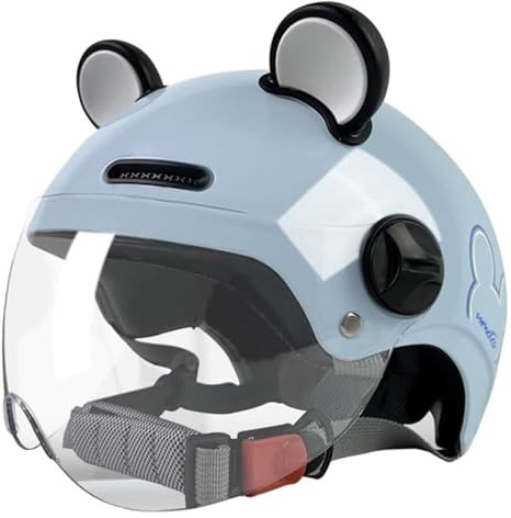 Kids DOT Approved 3/4 Motorcycle Half Helmet with Cat Ears,Toddler Racing Moped Go-Kart Dirt-Bike ATV Child Boys Girls Skateboard Scooter Bicycle Helmet for 2-14 Years Old(Blue)