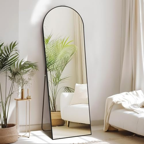 Tuocal Full Length Mirrors, 160 x 50cm Arched Floor Mirror Free Standing with Aluminum Frame Full Dressing Mirrors Standing Hanging or Leaning for Bedroom Entry, Cloakroom, Living Room